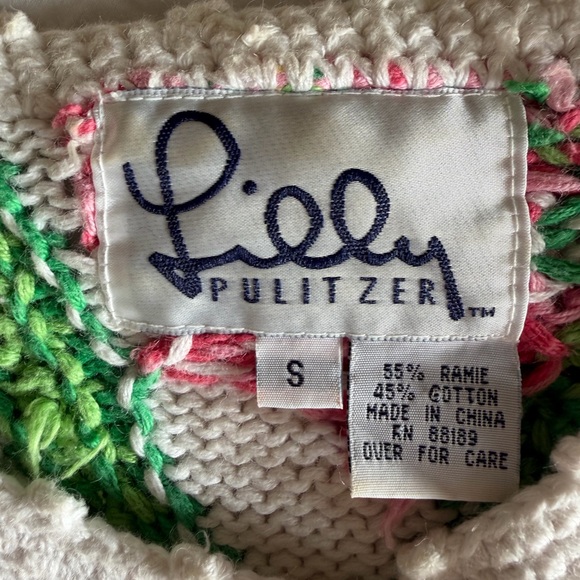 Vintage Lilly Pulitzer 3D Raised  Floral Knit Cardigan Sweater - Picture 5 of 9